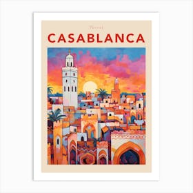 Casablanca Morocco 3 Fauvist Travel Poster Art Print