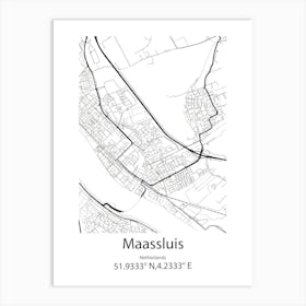 Maassluis,Netherlands Minimalist Map Art Print