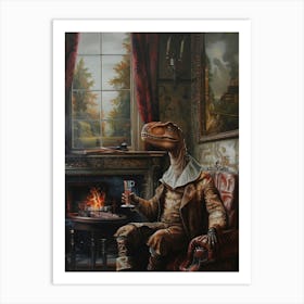 Dinosaur In A Victorian House Painting 2 Art Print