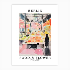 Food Market With Cats In Berlin 2 Poster Art Print