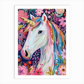 Floral Unicorn In The Meadow Floral Fauvism Inspired 2 Art Print