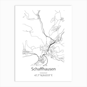 Schaffhausen,Switzerland Minimalist Map Art Print