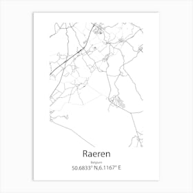 Raeren,Belgium Minimalist Map Art Print