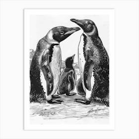 King Penguin Feeding Their Chicks 4 Art Print