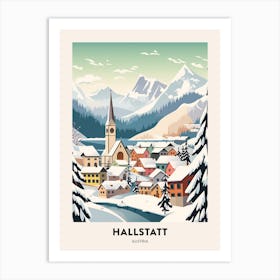 Vintage Winter Travel Poster Hallstatt Austria 2 Art Print