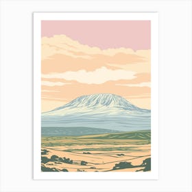 Mount Kenya Color Line Drawing (1) Art Print