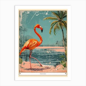 Greater Flamingo Pakistan Tropical Illustration 2 Poster Art Print