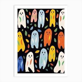 Autumn Fall Spooky Ghosts, Matisse Style, Halloween 2 Art Print