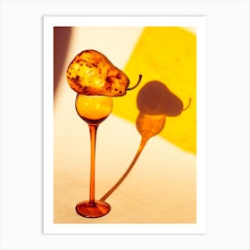 Yellow Pear On Glass Art Print