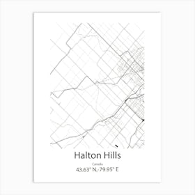 Halton Hills,Canada Minimalist Map Art Print