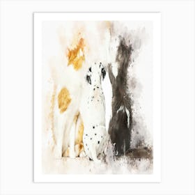 Cats And Dalmatian Puppy Art Print