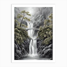 Waterfall Painting 1 Art Print