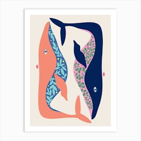 Two Whales Scandinavian 1 Art Print