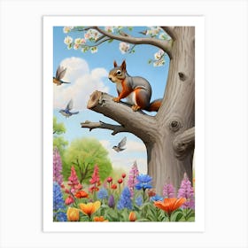 Squirrel In The Forest 1 Art Print