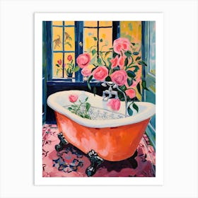 A Bathtube Full Of Rose In A Bathroom 2 Art Print
