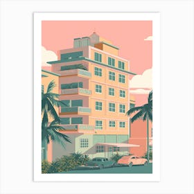 Miami Florida Usa Travel Illustration 2 Art Print
