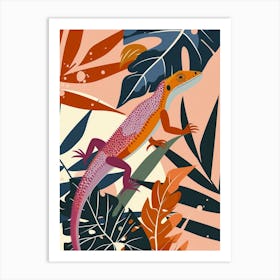 Lizard In The Leaves Modern Abstract Illustration 4 Art Print