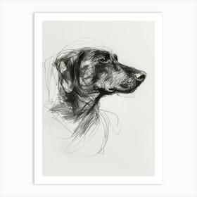 Spaniel Doberman Dog Charcoal Line 2 Art Print