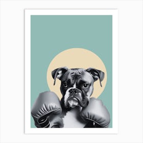 Boxer Dog With Boxing Gloves Art Print