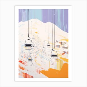 Val D Isere   France, Ski Resort Pastel Colours Illustration 0 Art Print