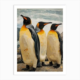 King Penguin Cuverville Island Colour Block Painting 4 Art Print