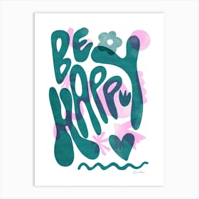 Be Happy Risography - Abstract Bold Art Print