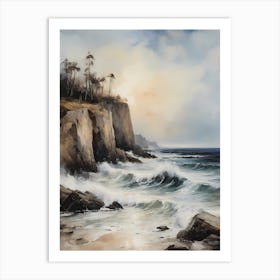 Vintage Coastal Seaside Painting (30) 1 Art Print