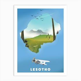 Lesotho Travel map Art Print