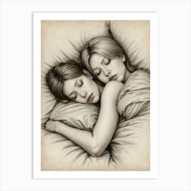 Two Girls Sleeping Art Print