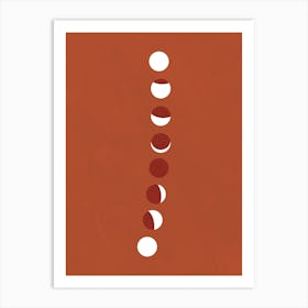 Lunar Eclipse Moon Phase Terracotta Art Print