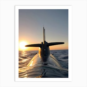 Submarine At Sunset-Reimagined 1 Art Print