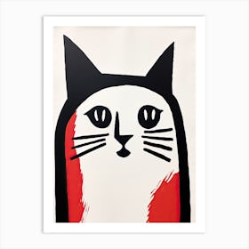 Whisker Wonderland: Cat-Inspired Cubist Minimalism Art Print