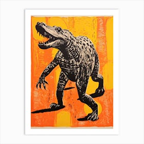 Crocodile, Woodblock Animal Drawing 1 Art Print