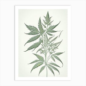 Hemp Herb William Morris Inspired Line Drawing 1 Art Print