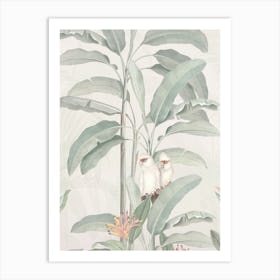 Vintage Tropical Jungle Birds Beige Ii Art Print