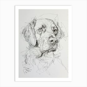 Flat Coated Retriever Dog Line Sketch  3 Art Print