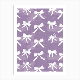 White And Lilac Bows 3 Pattern Art Print