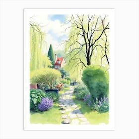 Watercolor Garden Path Art Print