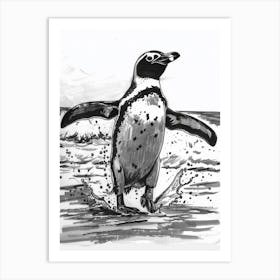 African Penguin Hauling Out Of The Water 1 Art Print