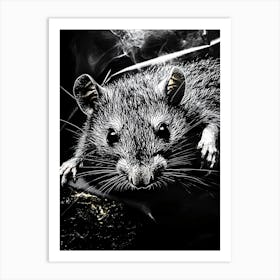 Rat In Smoke Art Print