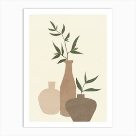 Vases, Botanical, Boho, Bohemian, Style, Trending, Neutral, Art, Kitchen, Bedroom, Living Room, Wall Print Art Print