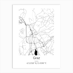 Graz,Austria Minimalist Map Art Print