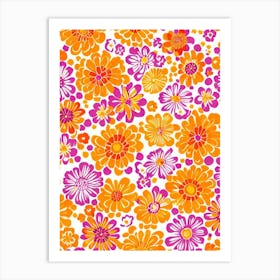 Violets Floral Print Retro Pattern 2 Flower Art Print