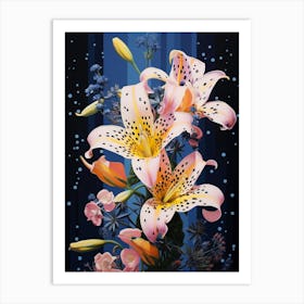 Surreal Florals Freesia 3 Flower Painting Art Print