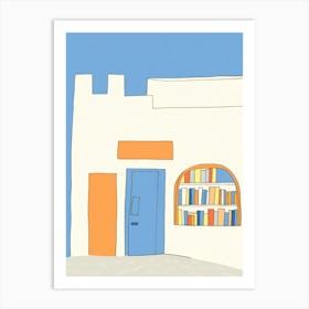 Santorini The Book Nook Pastel Colours 3 Art Print