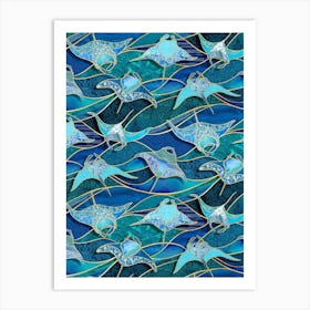 Gilded Ocean Manta Rays Art Print