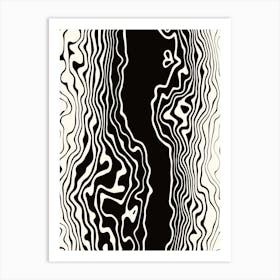 Black and White Wavy Squiggle Stripes Art Print