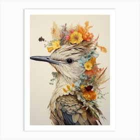 Bird With A Flower Crown Mockingbird 1 Art Print