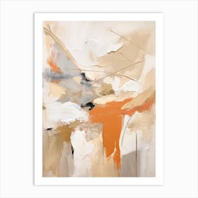 Neutral With Orange Autumn Abstract Painting Art Print