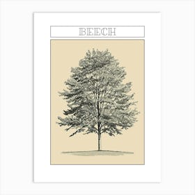 Beech Tree Minimalistic Drawing 2 Poster Art Print